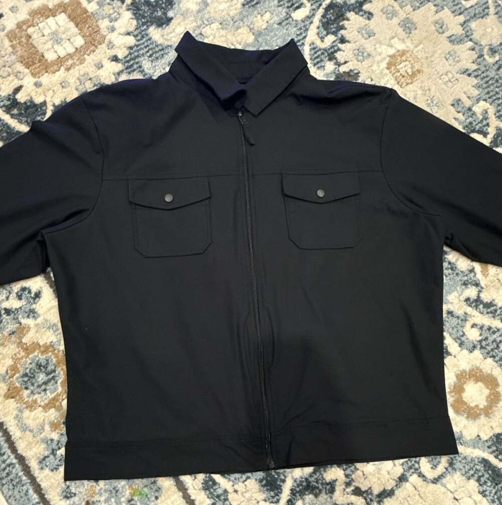 Bruno Milano Black Utility Jacket Size L Full Zip Fleece Lined